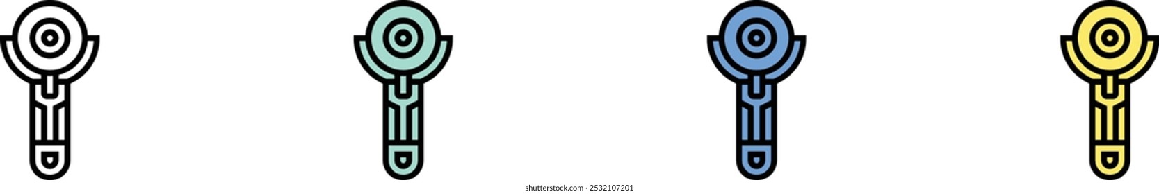 cutter icon. Outline, Green, Blue and Yellow Style Design Isolated On White Background