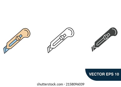 cutter icon set . cutter pack vector elements for infographic web. with trend color