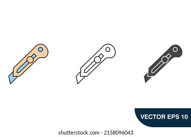 cutter icon set . cutter pack vector elements for infographic web. with trend color