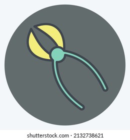 Cutter Icon in trendy color mate style isolated on soft blue background