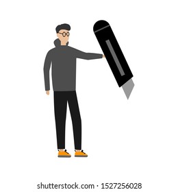 Cutter Icon, Vector in Outline Style. Flat cartoon character isolated on white background 