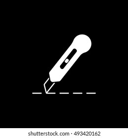 Cutter Knife Flat Icon On Black Background