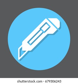 Cutter knife flat icon. Round colorful button, circular vector sign, logo illustration. Flat style design