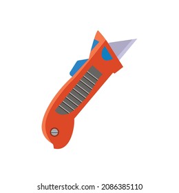 Cutter knife, flat vector illustration isolated on white background.