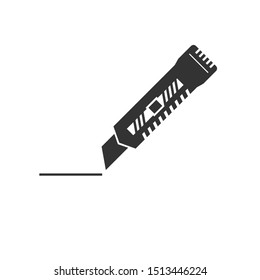 Cutter Knife Icon black flat style design. Vector graphic illustration.
on white background