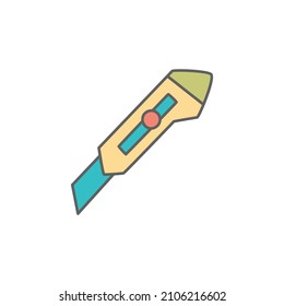 Cutter Knife Icon in color icon, isolated on white background 