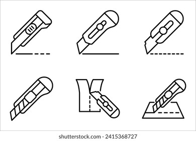 Cutter knife, Cutter icon set for website design. vector illustration on white background