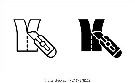 Cutter cuchillo, Cutter conjunto de iconos para el diseño del sitio web. ilustración vectorial sobre fondo blanco