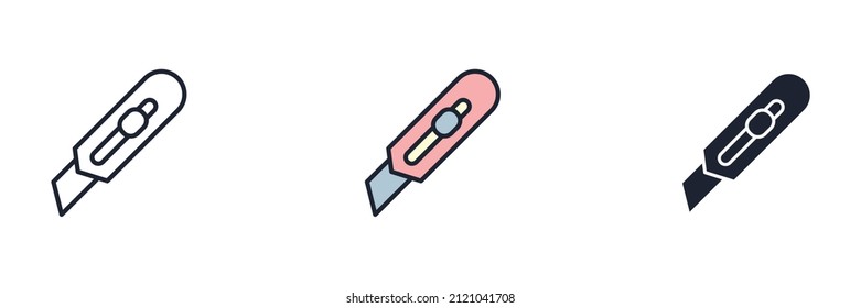 Cutter knife icon symbol template for graphic and web design collection logo vector illustration