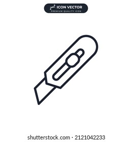 Cutter knife icon symbol template for graphic and web design collection logo vector illustration