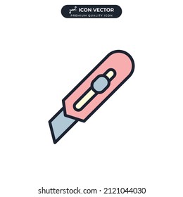 Cutter knife icon symbol template for graphic and web design collection logo vector illustration