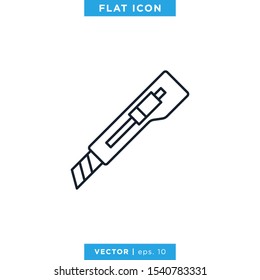 Cutter Knife Icon Vector Design Template. Editable Stroke
