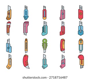 ícones de faca cortador definir ilustração de vetor
