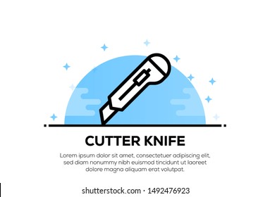 CUTTER KNIFE AND ILLUSTRATION ICON CONCEPT