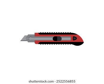 Cutter Knife Illustration. Cutter Knife on White Background – 3D Paper Knife for Home Repair and Stationery Use – Sharp and Durable Tool Illustration