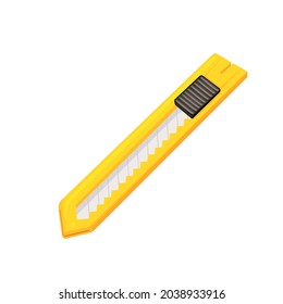 A cutter knife isolated on white background. Vector illustration of stationery and office equipment.