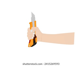 Cutter knife on white background.