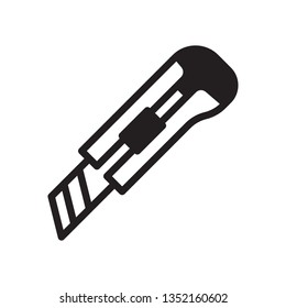 Cutter knife, stationery knife icon in trendy outline style design. Vector graphic illustration. Cutter icon for website design, logo, and ui. Editable vector stroke. Pixel perfect. EPS 10.