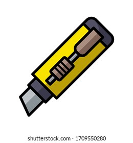 cutter knife - stationery icon vector design template