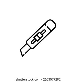 Cutter knife, stationery knife icon. Vector graphic illustration. Editable vector stroke.