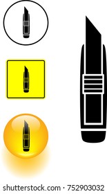 cutter knife symbol sign and button