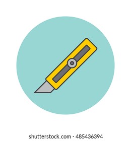 Cutter Knife thin line icon, filled outline vector logo illustration, linear colorful pictogram isolated on white