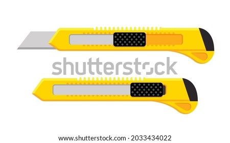 Cutter knife vector blade. Paper craft utility stationery office craft cut razor
