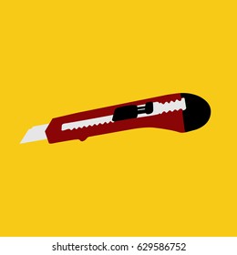 cutter knife vector on yellow background.