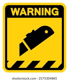 Cutter Knife Warning Sign, Vector Illustration, Isolate On White Background Label.EPS10