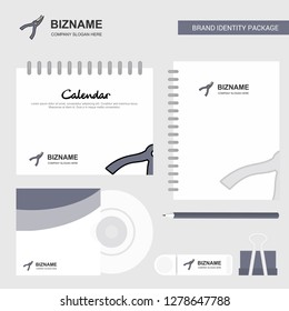 Cutter Logo, Calendar Template, CD Cover, Diary and USB Brand Stationary Package Design Vector Template