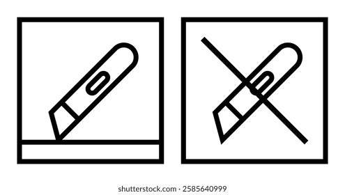 Cutter and no use the cutter. Stationery knife and do not open with knife. Cut with paper cutter and do not use blades to open.