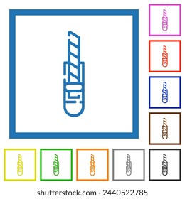 Cutter outline flat color icons in square frames on white background