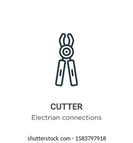 Cutter outline vector icon. Thin line black cutter icon, flat vector simple element illustration from editable electrian connections concept isolated on white background