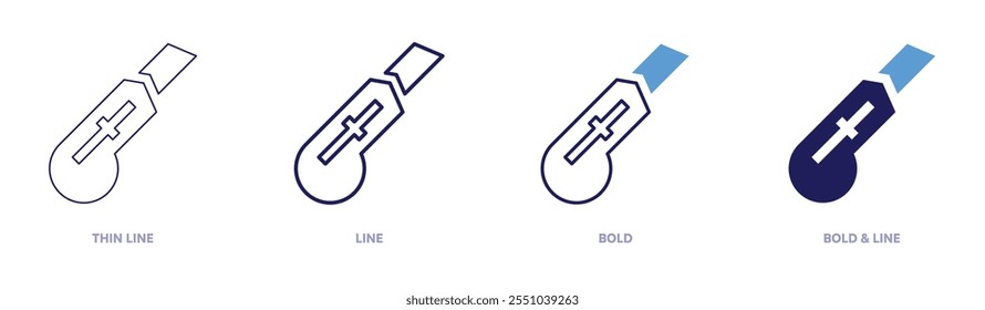 Cutter papers icon in 4 different styles. Thin Line, Line, Bold, and Bold Line. Duotone style. Editable stroke.