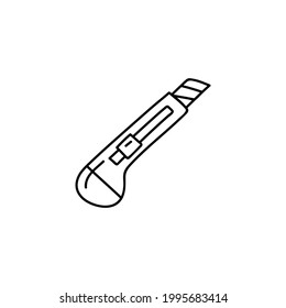 Cutter tool icon in flat black line style, isolated on white background 
