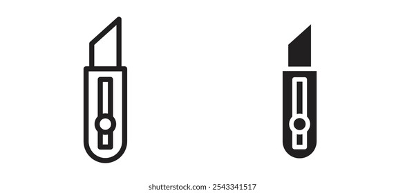 Cutter vector icon set black filled and outlined style.