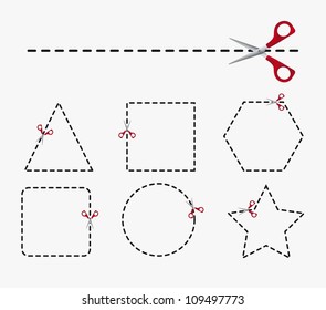 cutting areas with scissors on gray background, Vector illustration