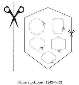 cutting areas with scissors on white background. vector