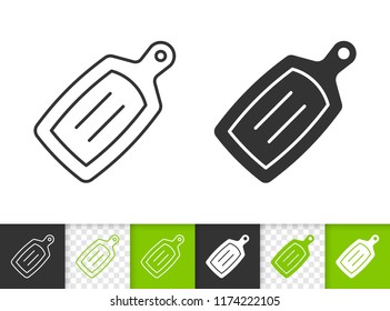 Cutting Board black linear and silhouette icons. Thin line sign of kitchen utensils. Wooden outline pictogram isolated, transparent background. Vector Icon shape. Cutting Board simple symbol closeup