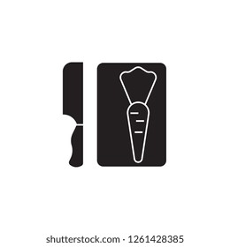 Cutting board black vector concept icon. Cutting board flat illustration, sign