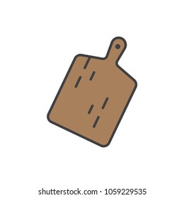 Cutting board flat line colored icon.