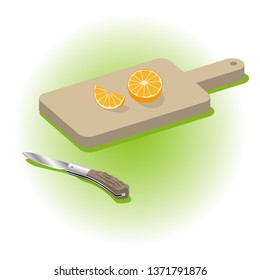 Cutting board and folding knife