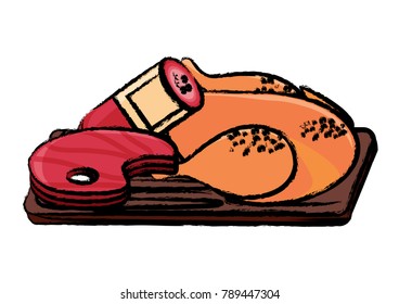 cutting board with food