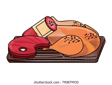 cutting board with food