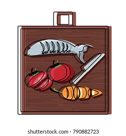 cutting board with food