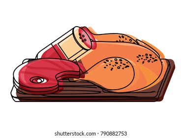 cutting board with food