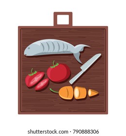cutting board with food