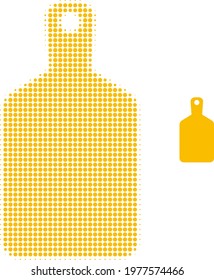 Cutting board halftone dot icon illustration. Halftone array contains circle points. Vector illustration of cutting board icon on a white background. Flat abstraction for cutting board pictogram.