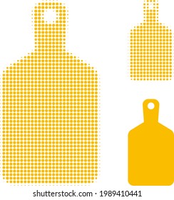 Pappe halftone gepunktete Ikone. Halftone Muster enthält Kreispunkte. Vektorgrafik des Schneidebretts auf weißem Hintergrund.