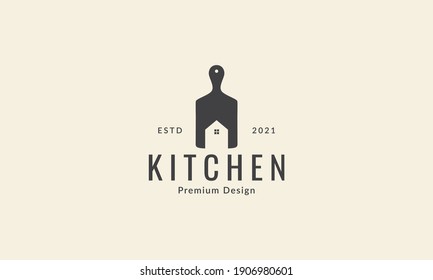 Cutting Board With Home Kitchen Logo Symbol Icon Vector Graphic Design Illustration